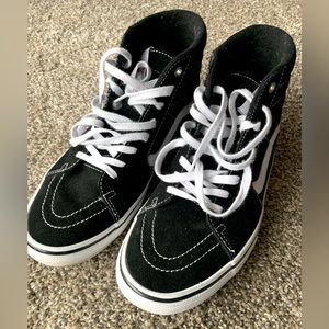 Black and white high top VANS size 10 mens